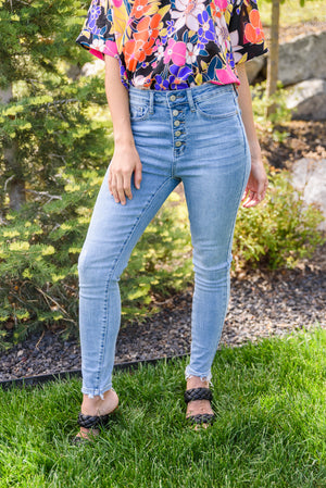 Judy Blue High Rise Button Fly Skinny Jeans - size 24