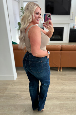 Judy Blue High Rise Button Fly Non Distressed Straight Leg Jeans - size 24