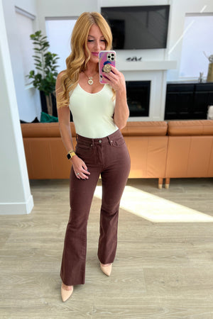 Judy Blue High Rise Tummy Control Flare Jeans in Espresso