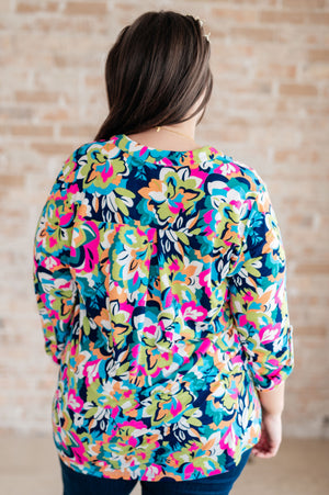 Lizzy Blouse in Neon Floral