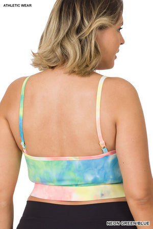 Zenana Athletic Tie Dye Padded Bra - adjustable strap