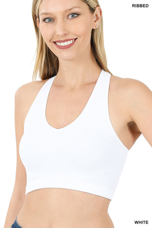 Ribbed Cropped Racerback Tank Top bralette Brami by Zenana 54014