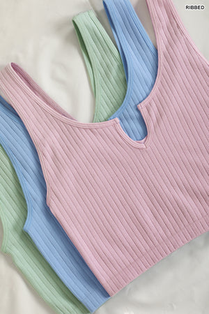 Ribbed Notch Neckline Crop Top Bralette Brami by Zenana