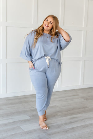 Lazy Weekend French Terry Joggers - Blue