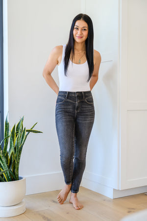 Judy Blue High Waist Front Yoke Skinny Black Wash Jeans