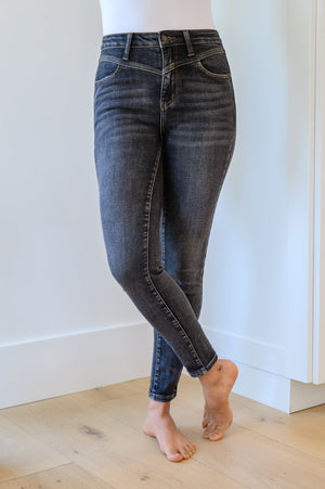 Judy Blue High Waist Front Yoke Skinny Black Wash Jeans