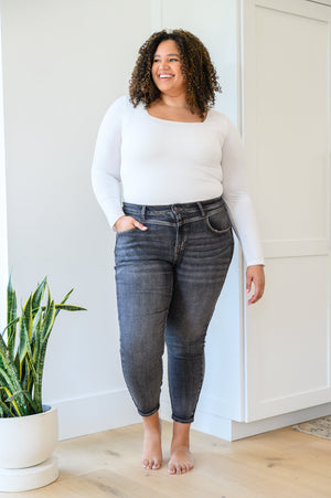 Judy Blue High Waist Front Yoke Skinny Black Wash Jeans
