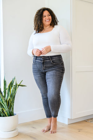 Judy Blue High Waist Front Yoke Skinny Black Wash Jeans