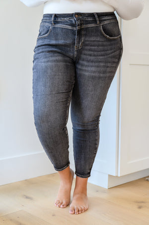 Judy Blue High Waist Front Yoke Skinny Black Wash Jeans
