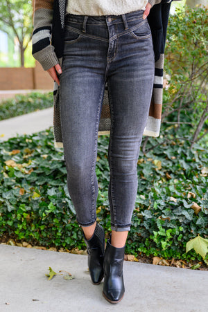 Judy Blue High Waist Front Yoke Skinny Black Wash Jeans
