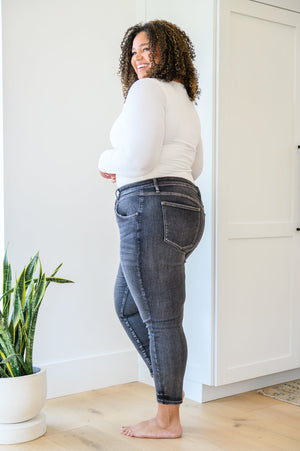 Judy Blue High Waist Front Yoke Skinny Black Wash Jeans