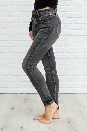 Judy Blue High Waist Front Yoke Skinny Black Wash Jeans