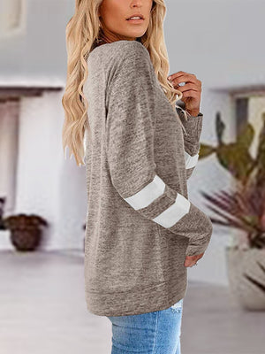V-Neck Striped Raglan Sleeve Top - 4 colors