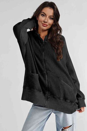 Hanging Out Zip-Up Long Sleeve Relaxed Hooded Jacket - 6 colors