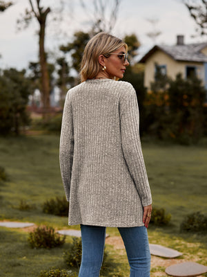 Brushed Ribbed Cardigan with Pockets - 7 colors