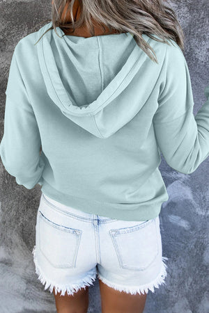 Dropped Shoulder Long Sleeve Hoodie with Pocket - 9 colors