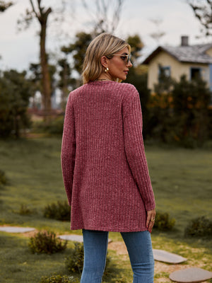 Brushed Ribbed Cardigan with Pockets - 7 colors