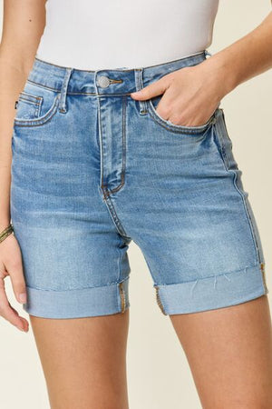Judy Blue High Waist Tummy Control Cool Cutoff Cuffed Denim Shorts