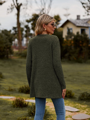 Brushed Ribbed Cardigan with Pockets - 7 colors