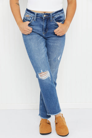 Judy Blue High Waist JB Embroidered Pocket Boyfriend Jeans