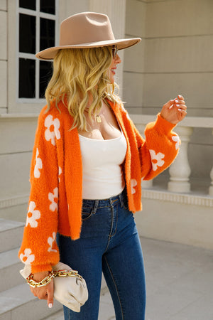 Floral Open Front Fuzzy Cardigan - 5 colors