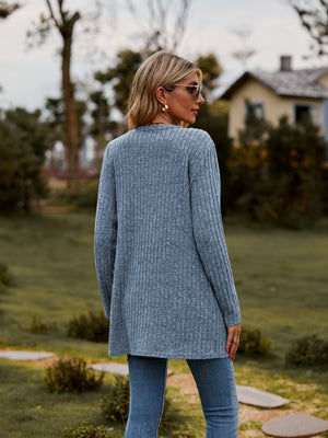Brushed Ribbed Cardigan with Pockets - 7 colors