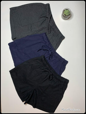 Zenana Drawstring Waist Patch Pocket Shorts - Asst colors
