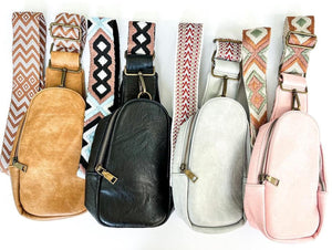 Vegan Leather Sling Purse - Pink